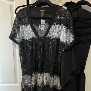 NWT Inc black and silver sequin tunic